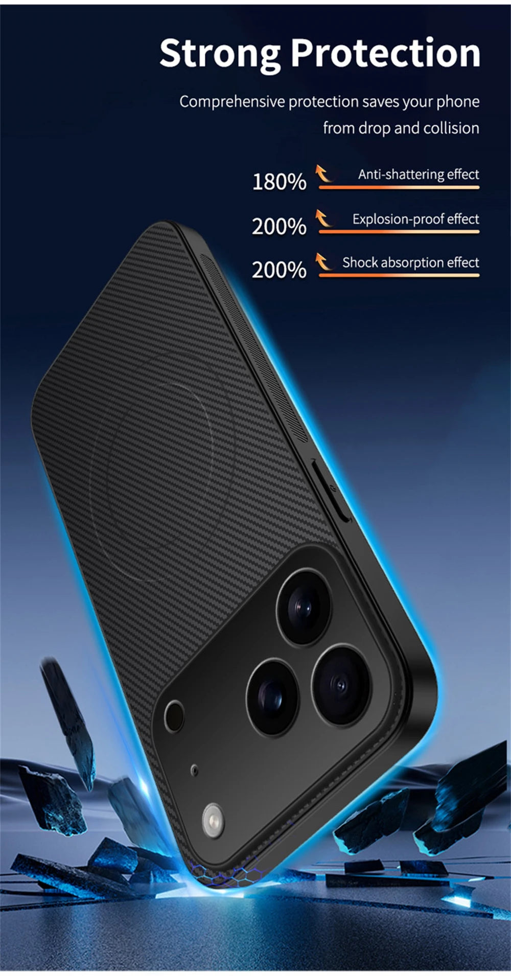 magnetic leather carbon fiber case